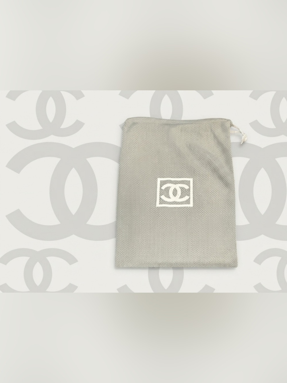 Rare authentic Chanel luxury designer signature mesh storage dust bag